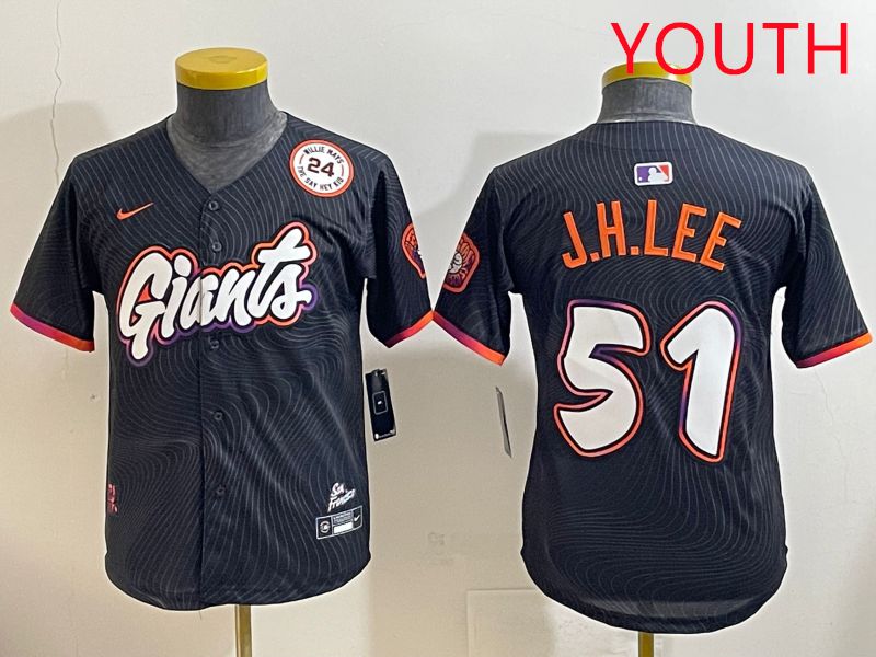 Youth San Francisco Giants #51 J.H.Lee Black Joint Name 2025 Nike MLB Jersey style 10